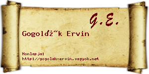 Gogolák Ervin névjegykártya